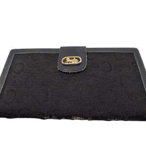 Celine Sulky Continental Flap Black Macadam Canvas Wallet